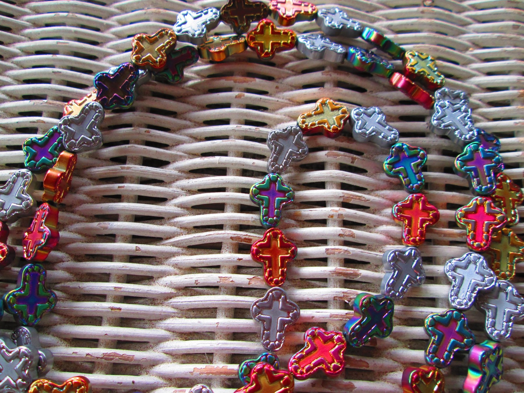 Lanyard, Cross Glass Bead Strand Lanyard, 804, detail 4