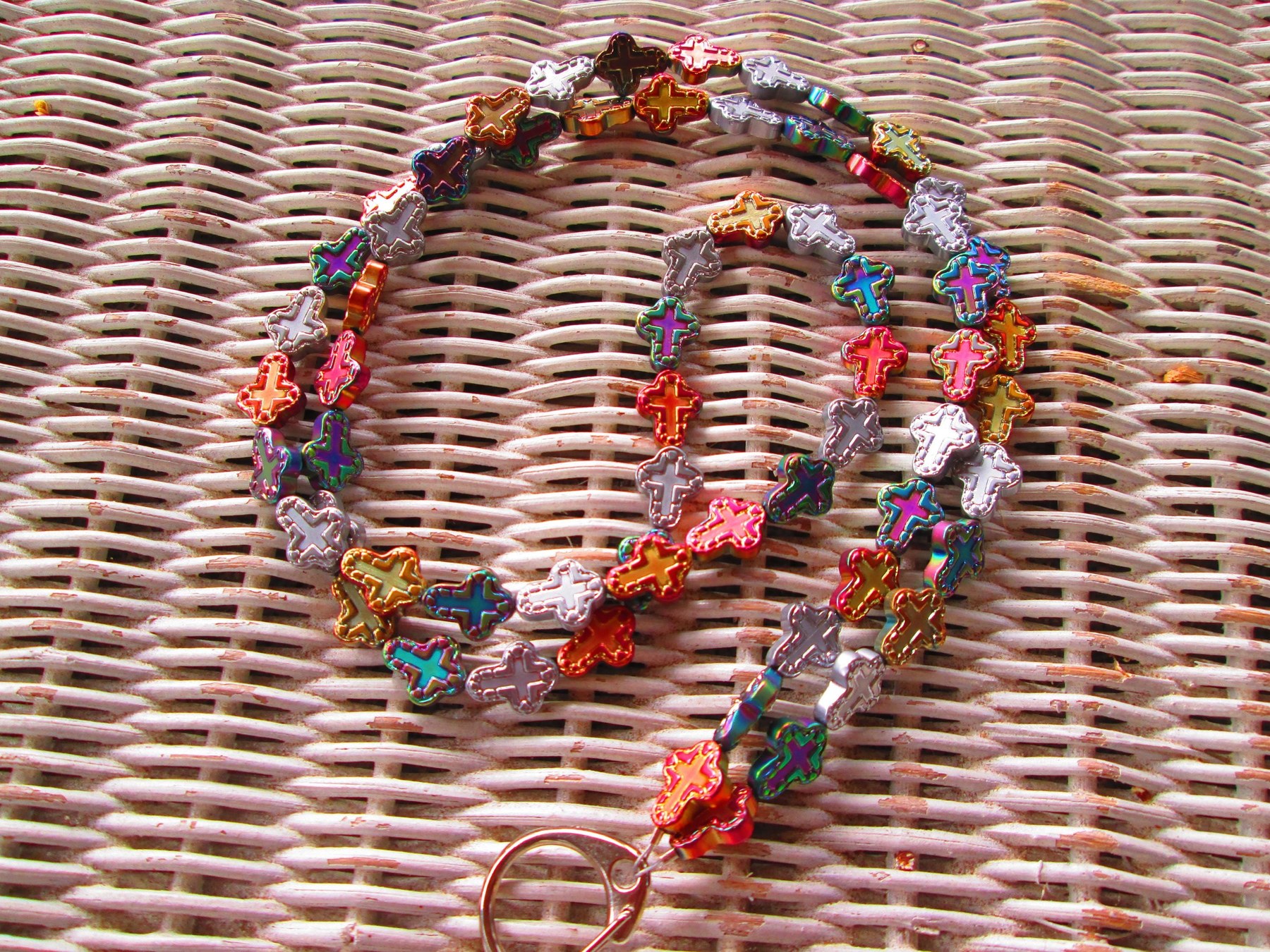 Lanyard, Cross Glass Bead Strand Lanyard, 804, detail 5