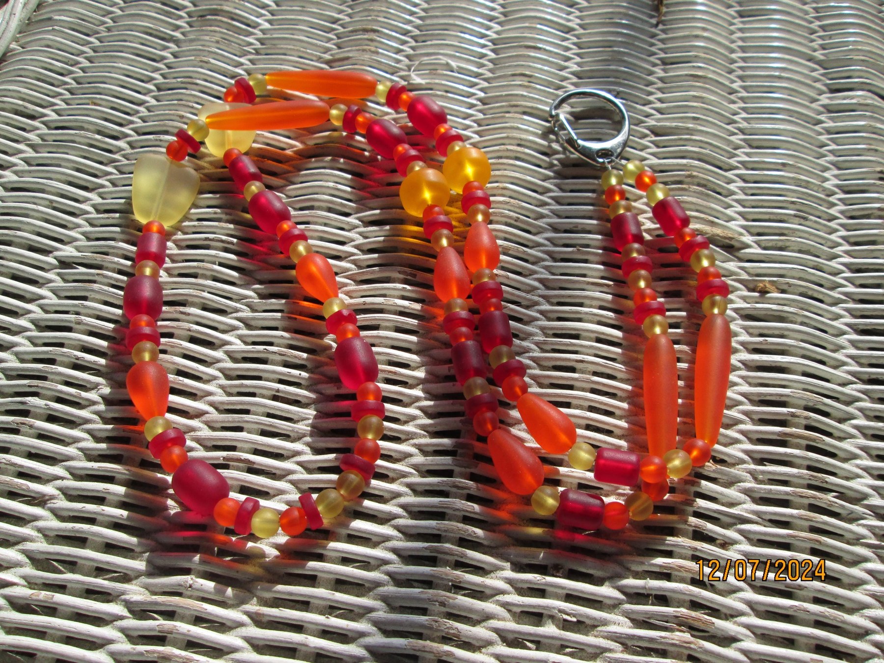 Lanyard, Burning Sun Sea Glass Beaded Lanyard, 798