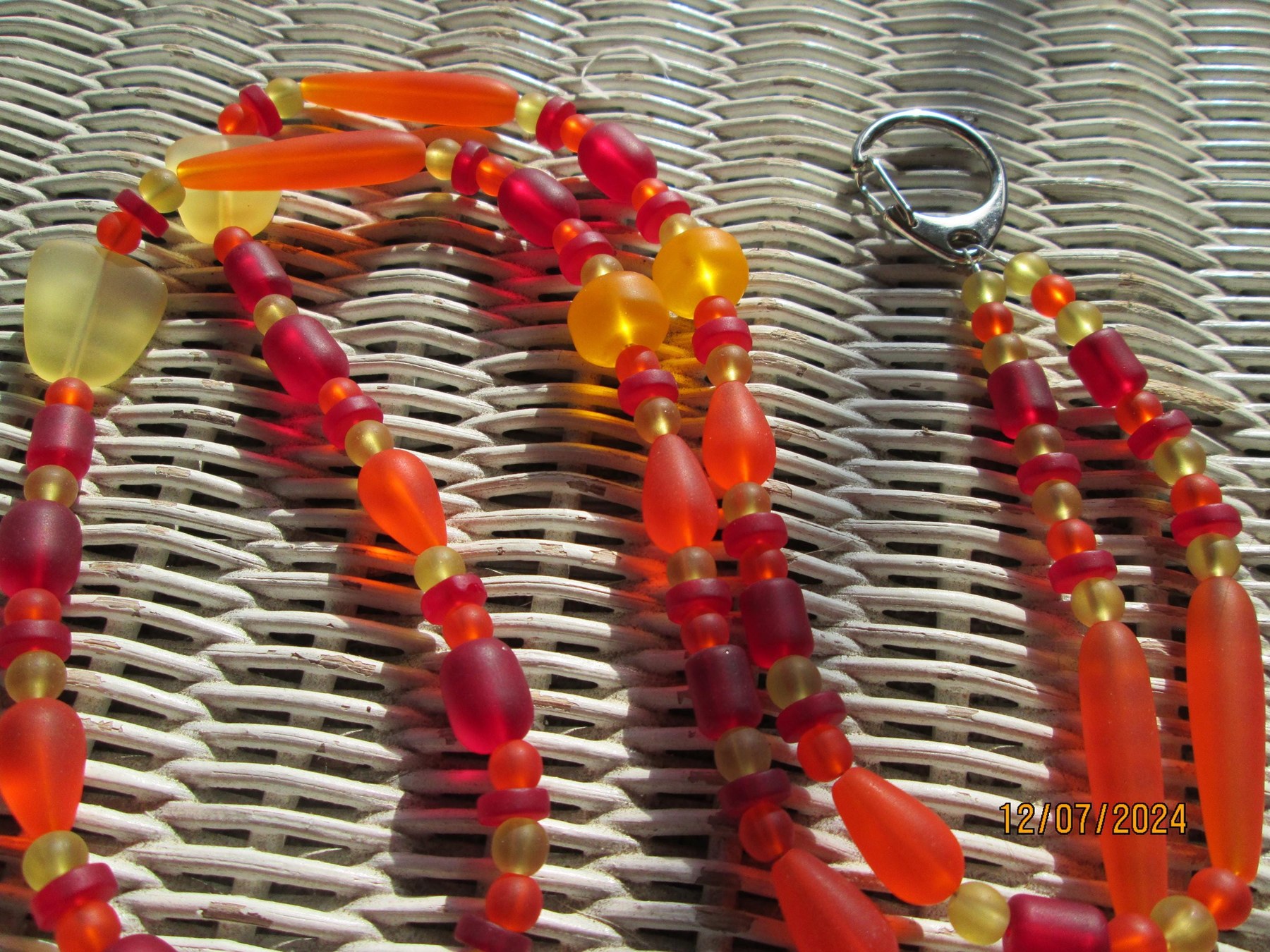 Lanyard, Burning Sun Sea Glass Beaded Lanyard, 798, detail 2