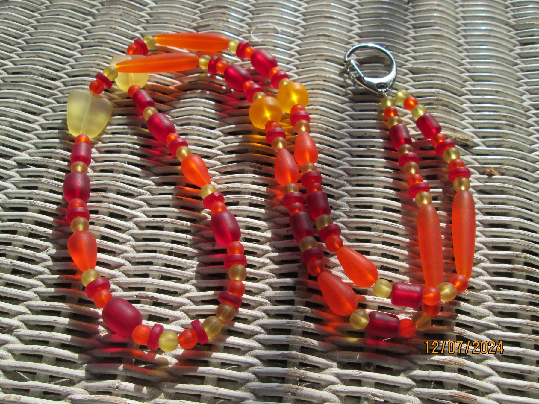 Lanyard, Burning Sun Sea Glass Beaded Lanyard, 798, detail 3