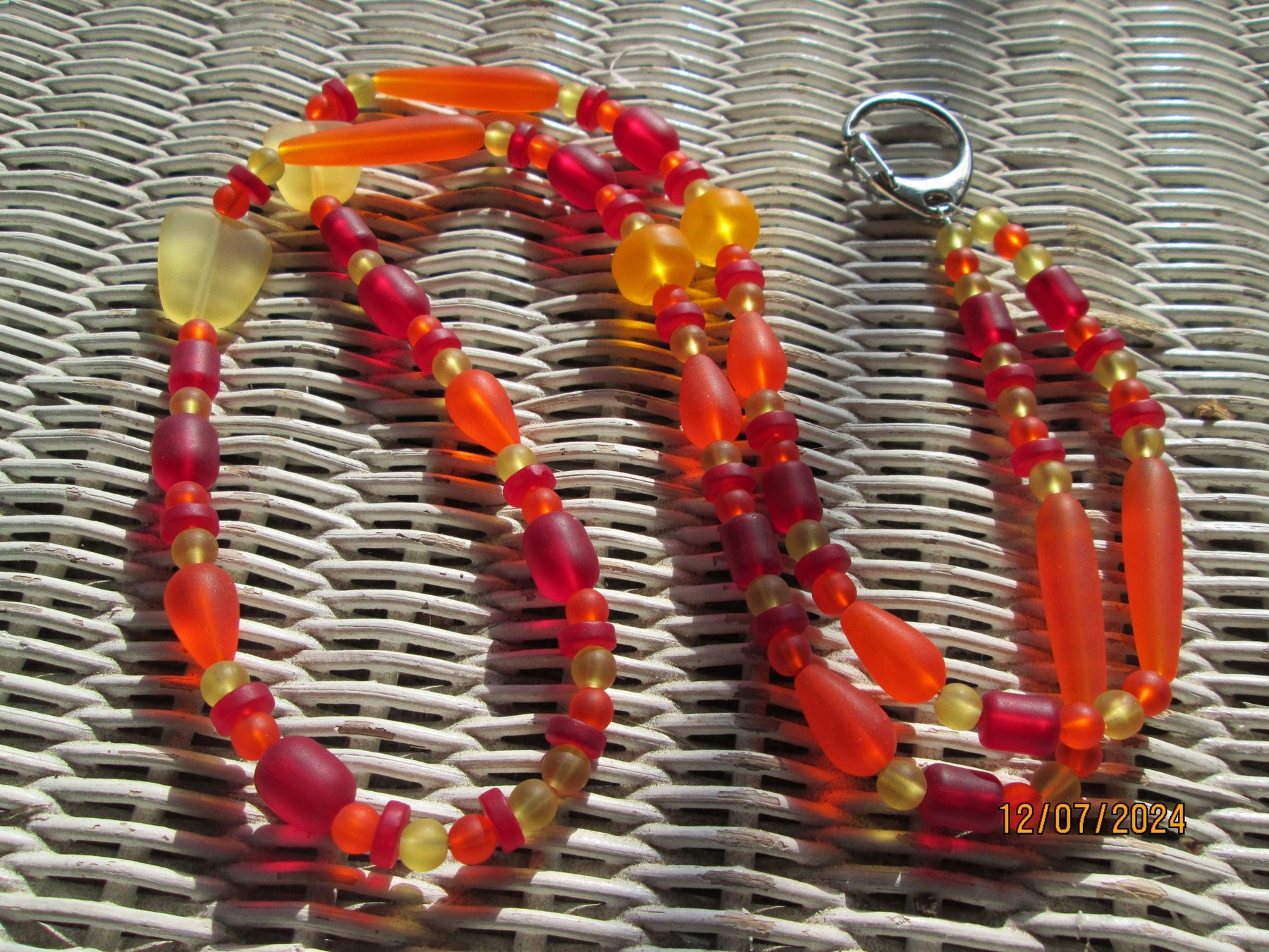 Lanyard, Burning Sun Sea Glass Beaded Lanyard, 798, detail 4