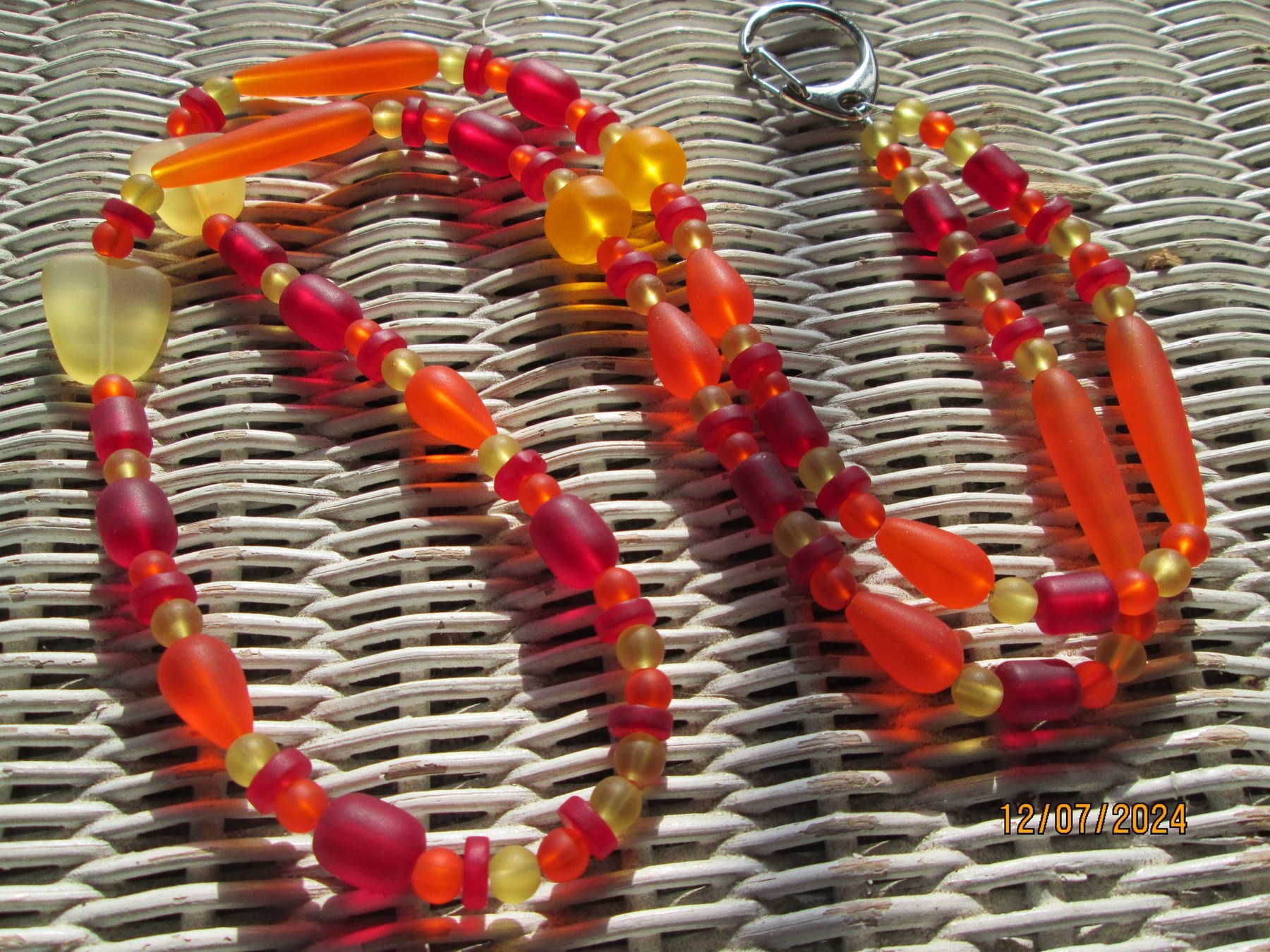 Lanyard, Burning Sun Sea Glass Beaded Lanyard, 798, detail 5