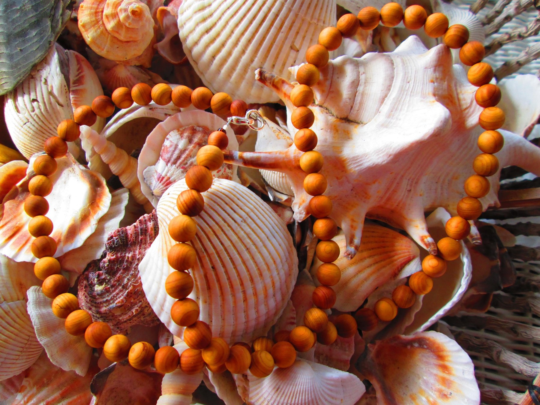 Necklace, Cedar wood 8mm beaded necklace, 1719