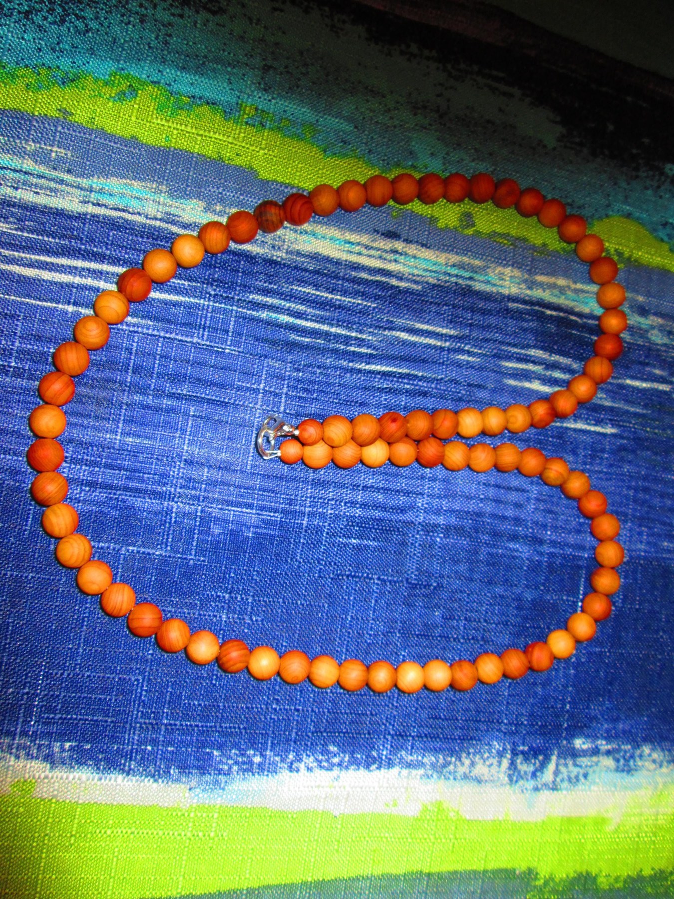 Necklace, Cedar wood 8mm beaded necklace, 1719, detail 10
