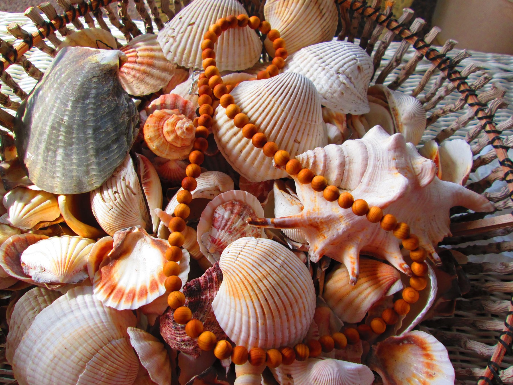 Necklace, Cedar wood 8mm beaded necklace, 1719, detail 2