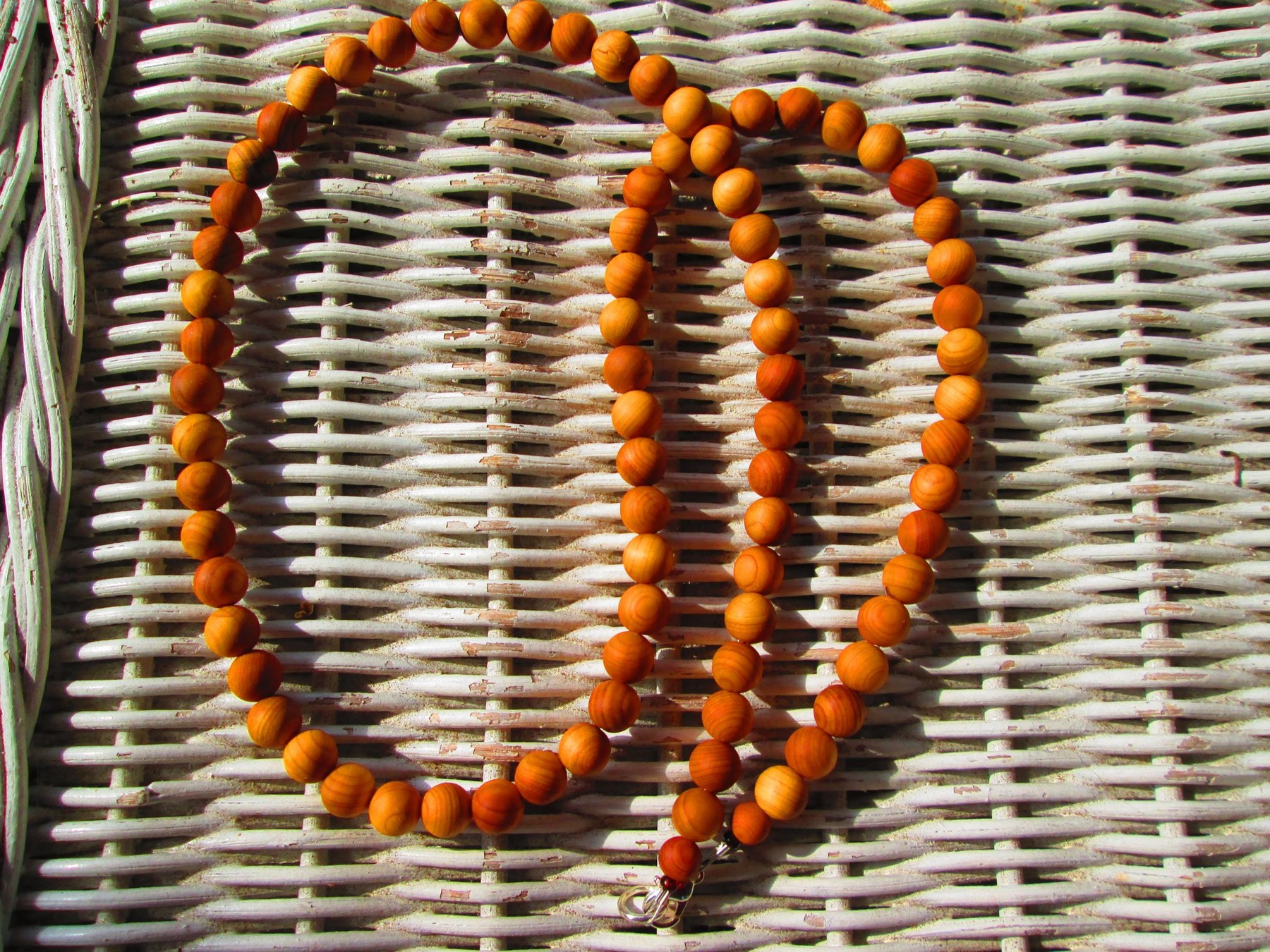Necklace, Cedar wood 8mm beaded necklace, 1719, detail 6