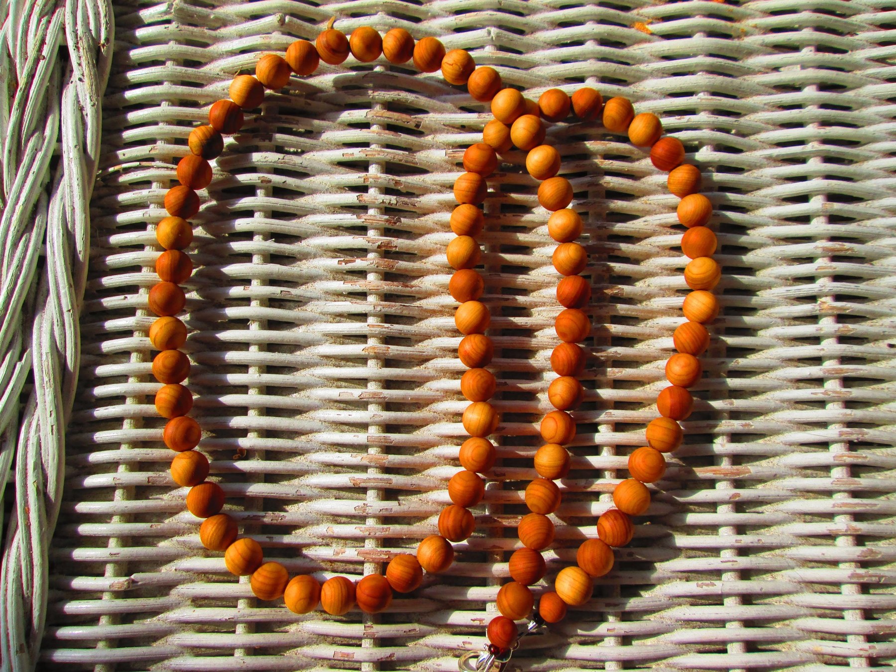 Necklace, Cedar wood 8mm beaded necklace, 1719, detail 7