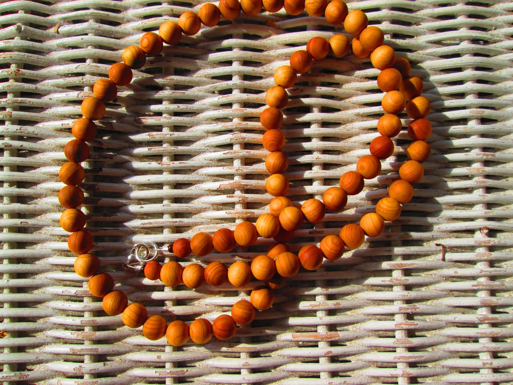 Necklace, Cedar wood 8mm beaded necklace, 1719, detail 8