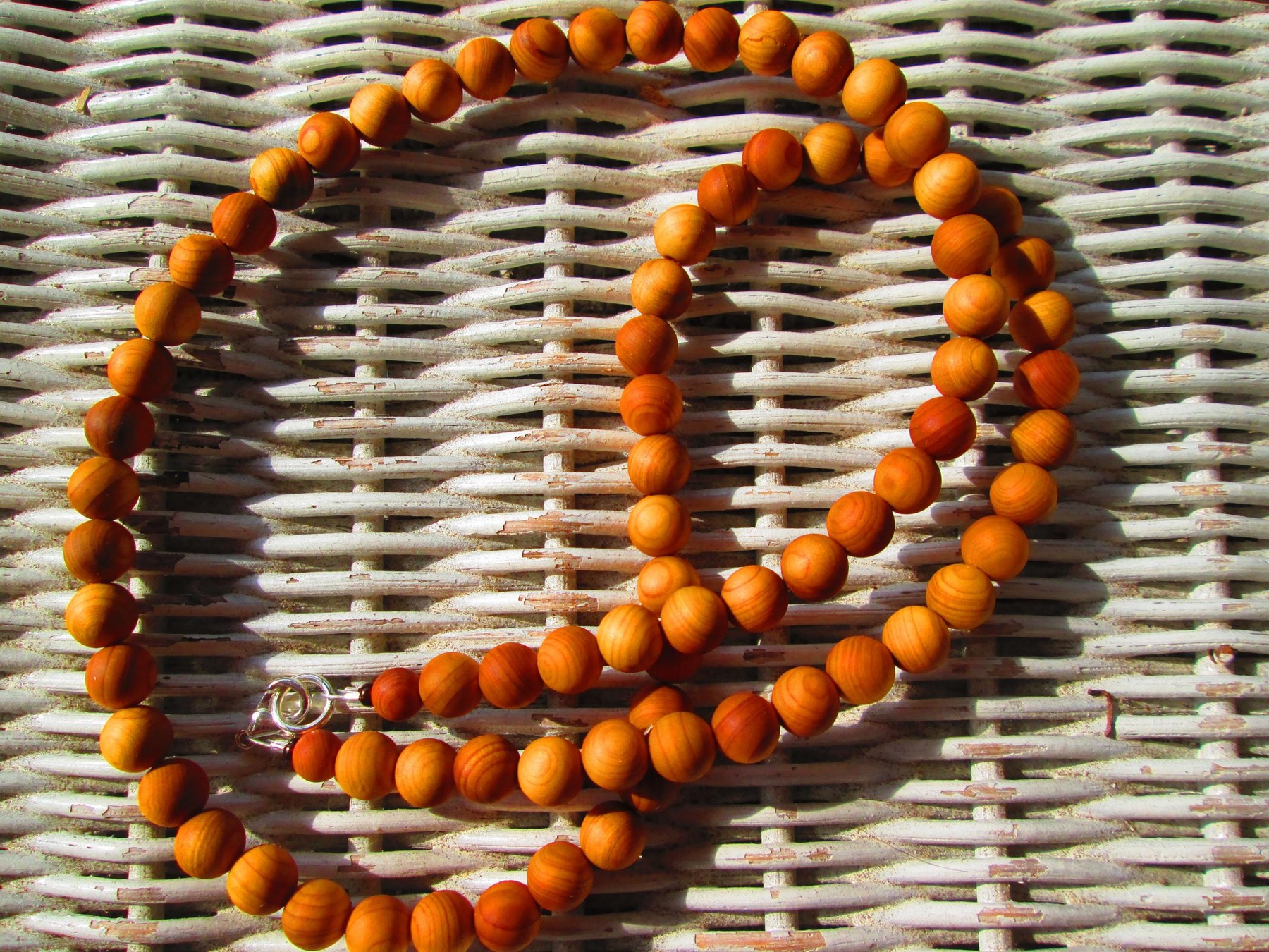 Necklace, Cedar wood 8mm beaded necklace, 1719, detail 9