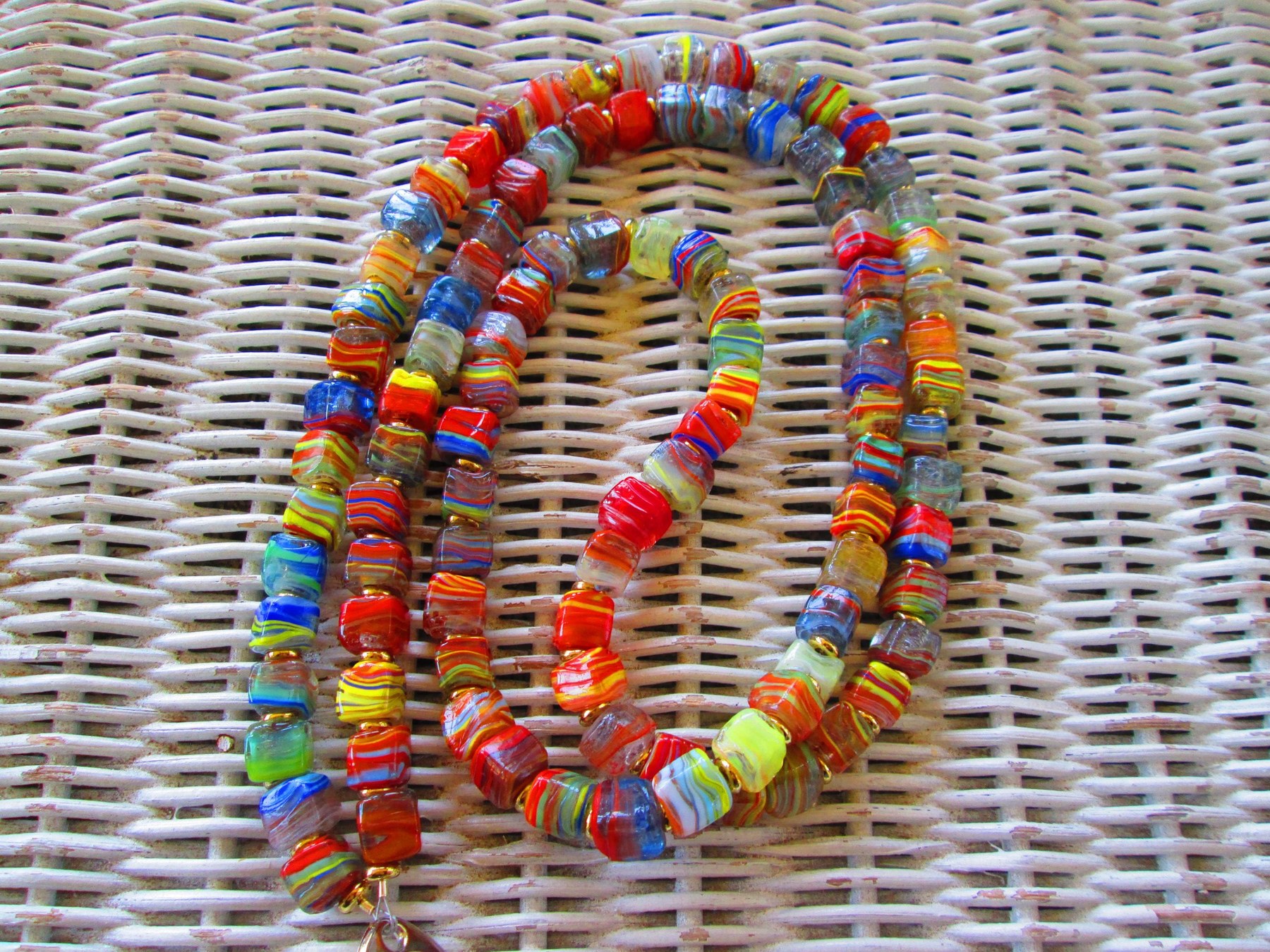 Turkish Artisan Handmade Cube Glass Beaded Lanyard, Badge Holder Necklace, ID Holder, Eyeglass Chain, Teacher Nurse Gift