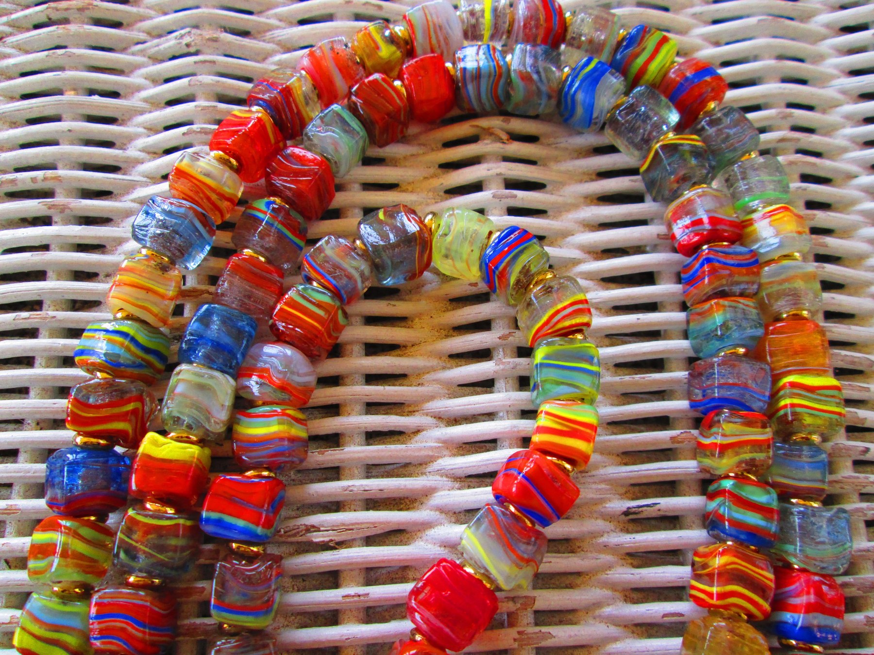 Turkish Artisan Handmade Cube Glass Beaded Lanyard, Badge Holder Necklace, ID Holder, Eyeglass Chain, Teacher Nurse Gift, detail 2