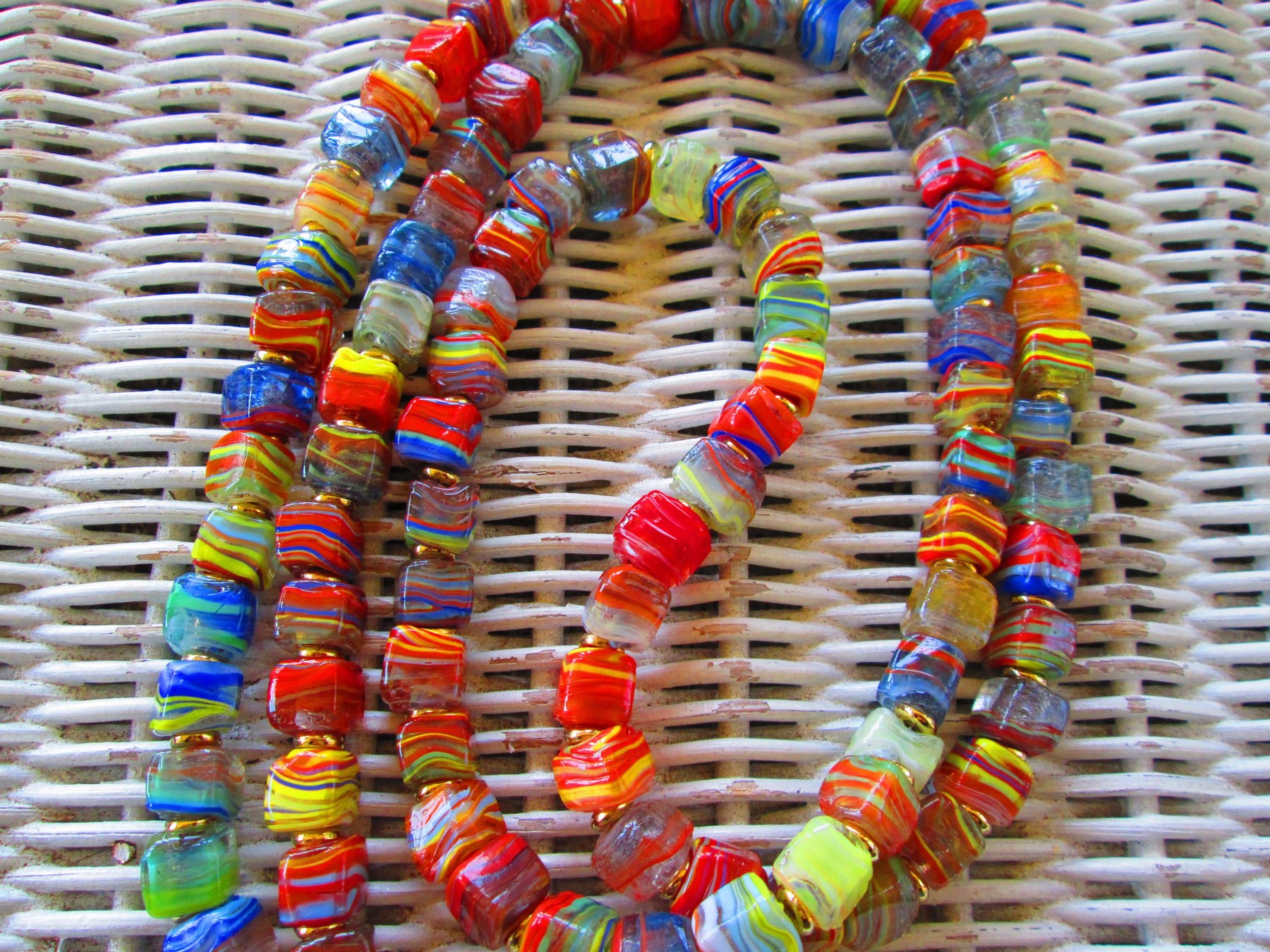 Turkish Artisan Handmade Cube Glass Beaded Lanyard, Badge Holder Necklace, ID Holder, Eyeglass Chain, Teacher Nurse Gift, detail 5