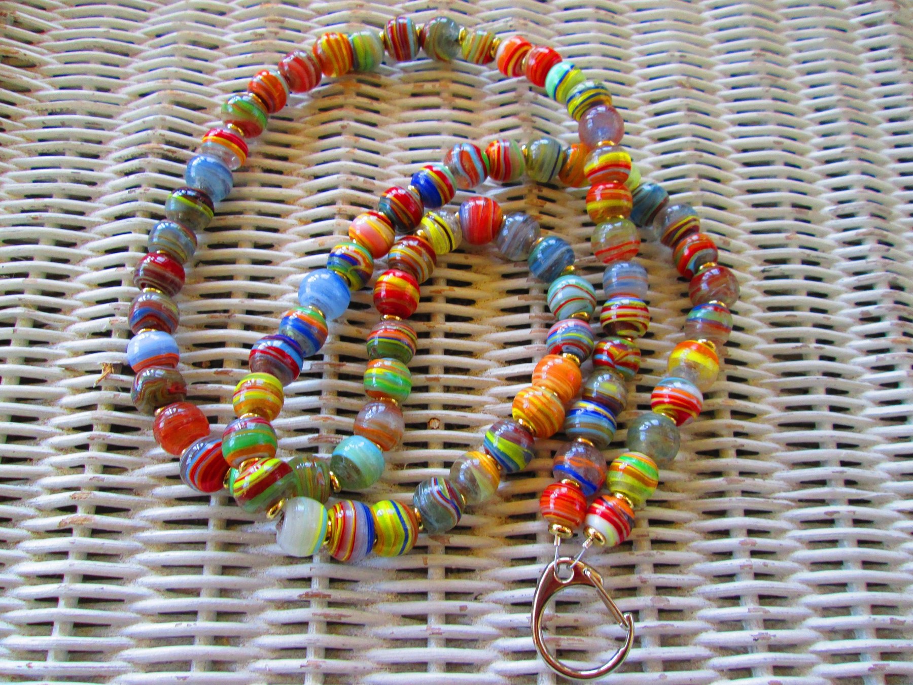 Turkish Artisan Handmade Cube Glass Beaded Lanyard, Badge Holder Necklace, ID Holder, Eyeglass Chain, Teacher Nurse Gift