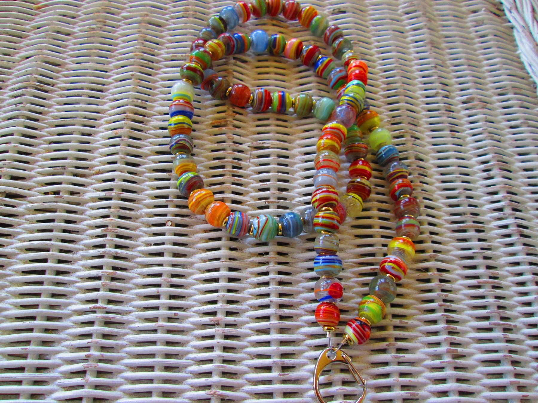 Turkish Artisan Handmade Cube Glass Beaded Lanyard, Badge Holder Necklace, ID Holder, Eyeglass Chain, Teacher Nurse Gift, detail 3