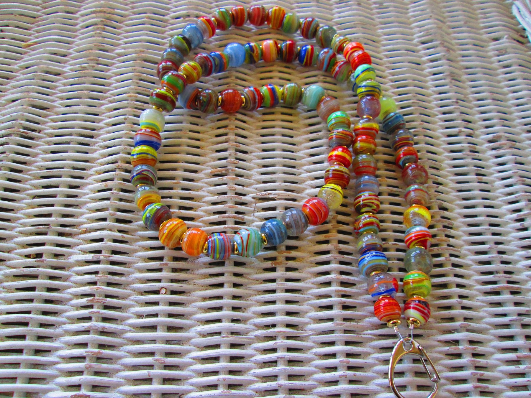 Turkish Artisan Handmade Cube Glass Beaded Lanyard, Badge Holder Necklace, ID Holder, Eyeglass Chain, Teacher Nurse Gift, detail 4