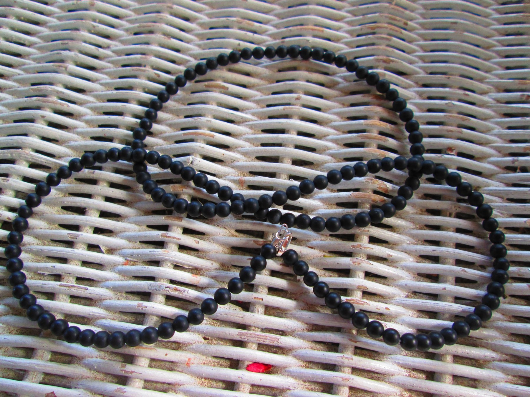 Necklace, Black Onyx Matte 4mm beaded necklace, 1300