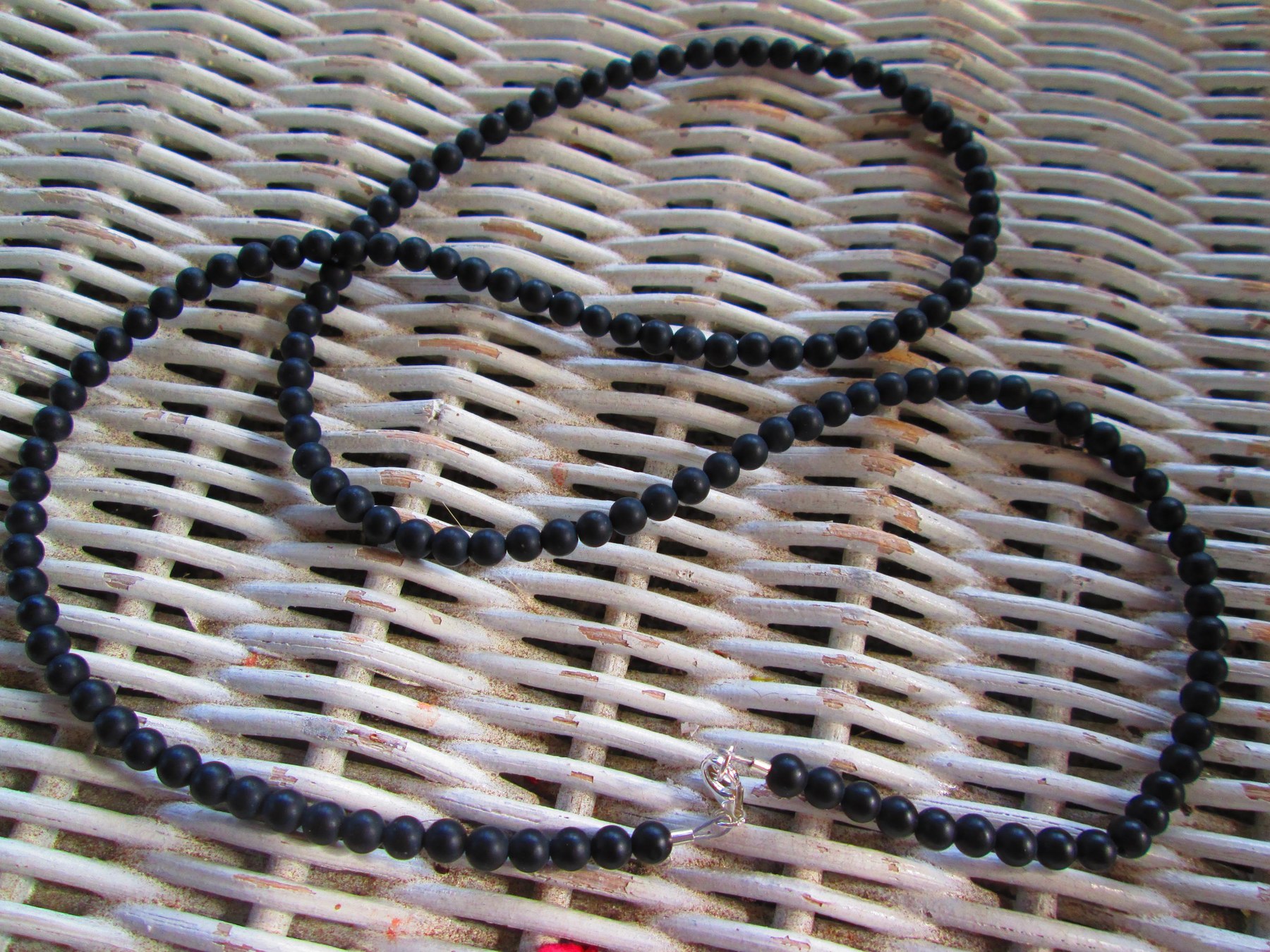 Necklace, Black Onyx Matte 4mm beaded necklace, 1300, detail 3