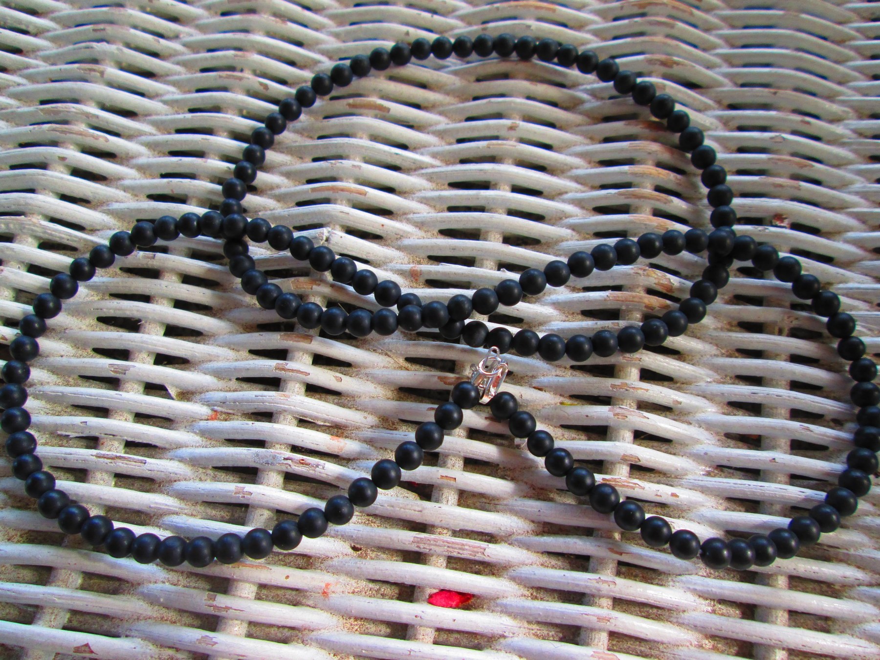 Necklace, Black Onyx Matte 4mm beaded necklace, 1300, detail 5