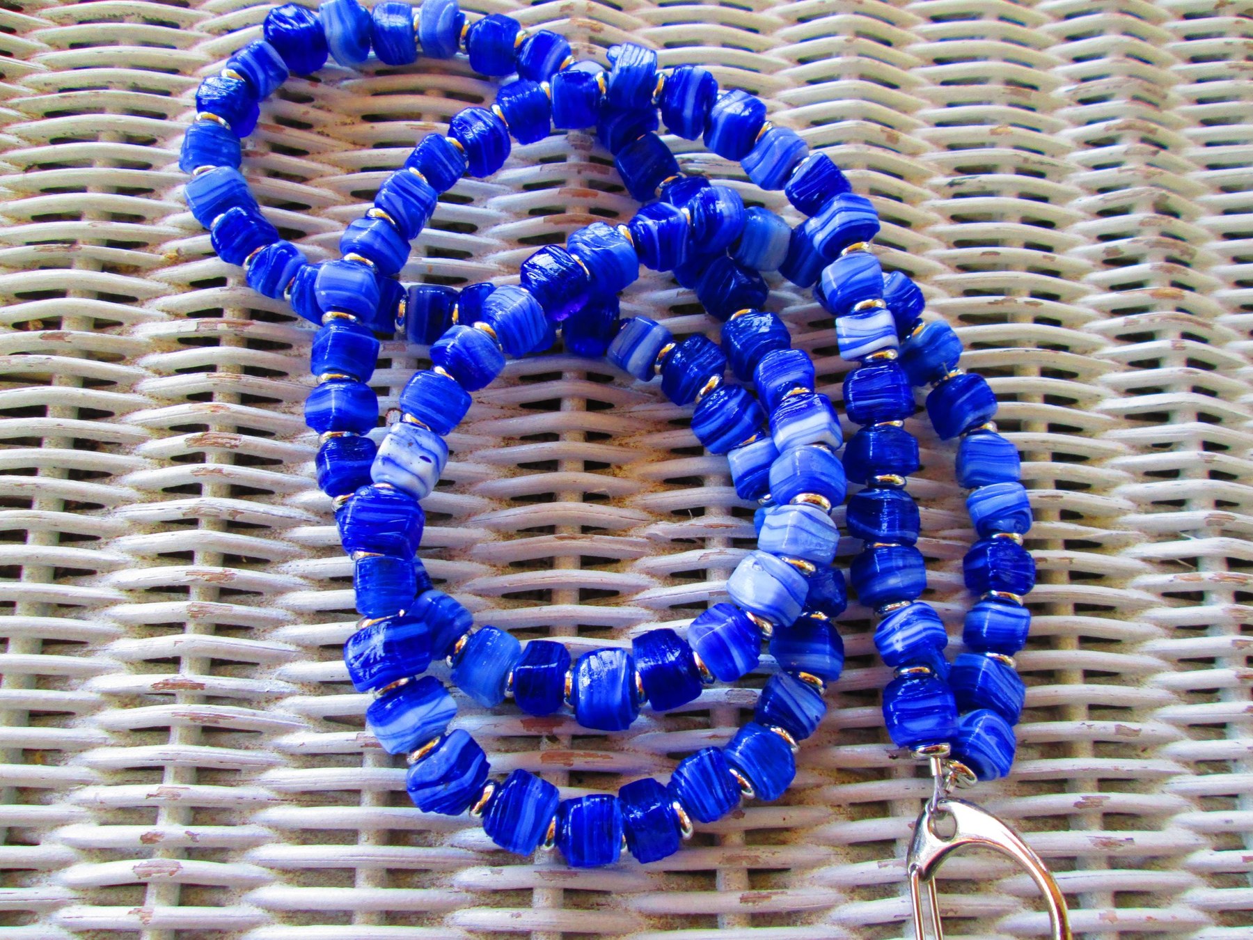 Turkish Artisan Handmade Cube Glass Beaded Lanyard, Badge Holder Necklace, ID Holder, Eyeglass Chain, Teacher Nurse Gift