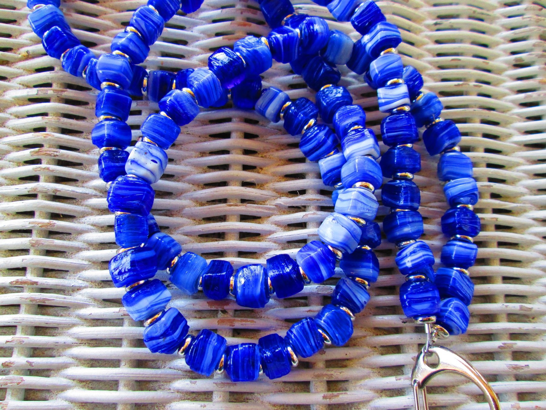 Turkish Artisan Handmade Cube Glass Beaded Lanyard, Badge Holder Necklace, ID Holder, Eyeglass Chain, Teacher Nurse Gift, detail 2