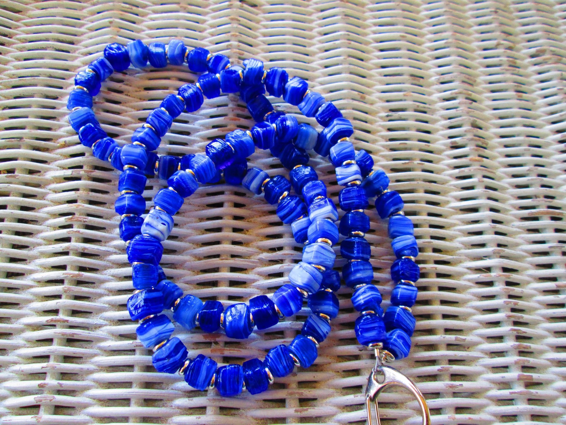 Turkish Artisan Handmade Cube Glass Beaded Lanyard, Badge Holder Necklace, ID Holder, Eyeglass Chain, Teacher Nurse Gift, detail 3