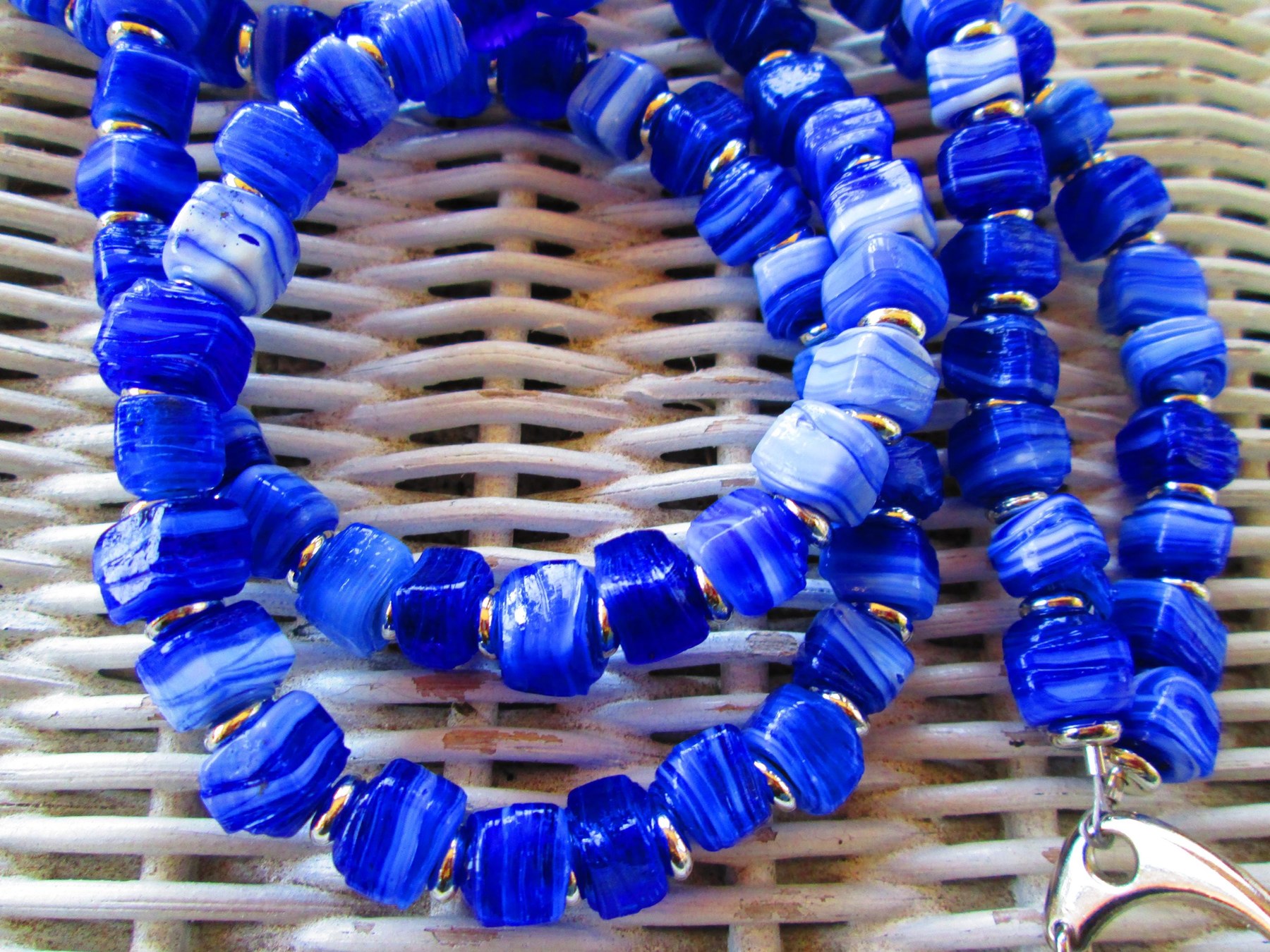 Turkish Artisan Handmade Cube Glass Beaded Lanyard, Badge Holder Necklace, ID Holder, Eyeglass Chain, Teacher Nurse Gift, detail 4
