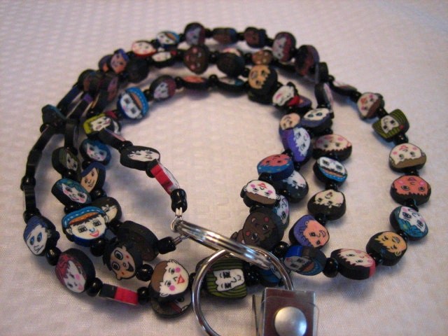 Children's Faces Beaded Lanyard: Handmade ID Badge