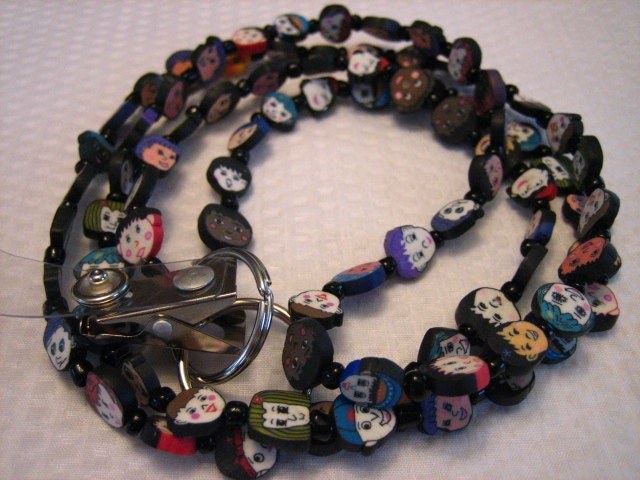 Children's Faces Beaded Lanyard: Handmade ID Badge, detail 4