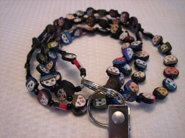 Children's Faces Beaded Lanyard: Handmade ID Badge, detail 5