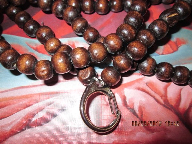 Chestnut Wood Beaded Lanyard: ID Badge Holder, 745, detail 3