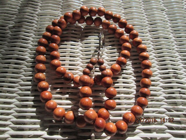 Bayong Wood Beaded Lanyard: 10mm Beads, ID Badge Clip, detail 2