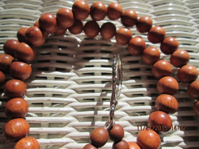 Bayong Wood Beaded Lanyard: 10mm Beads, ID Badge Clip, detail 4