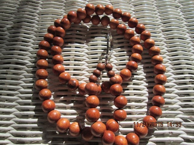 Bayong Wood Beaded Lanyard: 10mm Beads, ID Badge Clip, detail 5