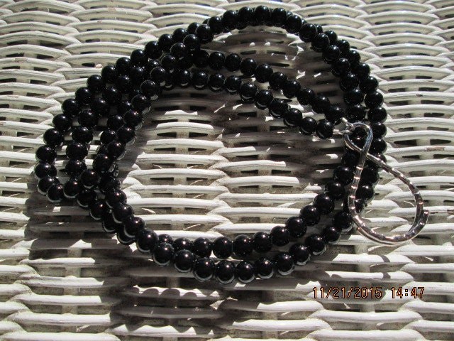 Black Jasper Beaded Lanyard, Natural Gemstone ID Badge Holder Necklace, Eyeglass Chain, Teacher Nurse Gift, Handmade, detail 2