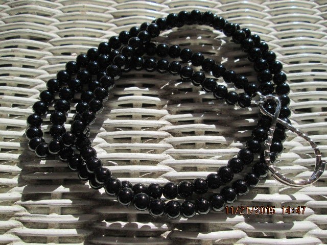 Black Jasper Beaded Lanyard, Natural Gemstone ID Badge Holder Necklace, Eyeglass Chain, Teacher Nurse Gift, Handmade, detail 5