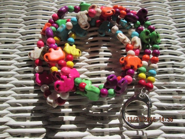 Elephant Beaded Lanyard: Handmade Stone ID Badge