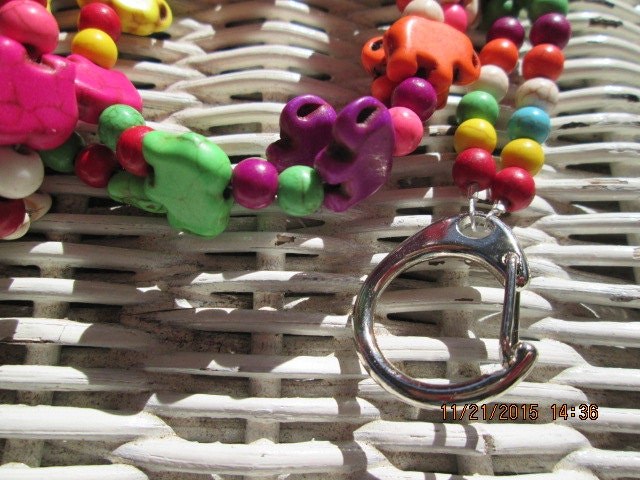 Elephant Beaded Lanyard: Handmade Stone ID Badge, detail 2