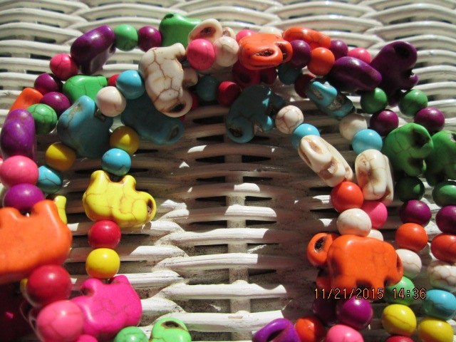 Elephant Beaded Lanyard: Handmade Stone ID Badge, detail 3
