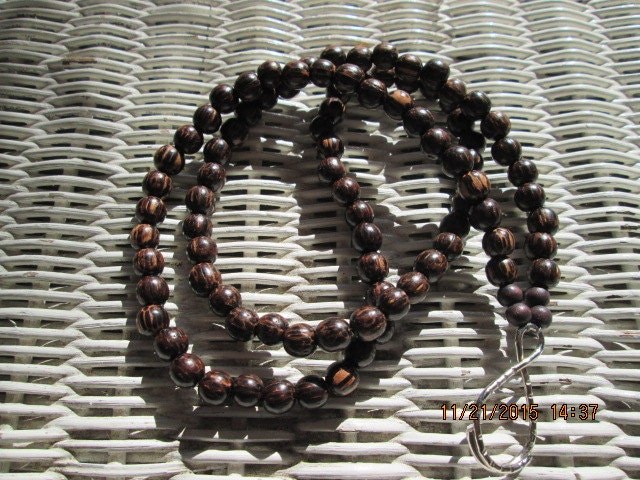 Coco Wood Beaded Lanyard: 10mm ID Badge Holder