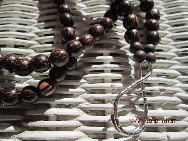 Coco Wood Beaded Lanyard: 10mm ID Badge Holder, detail 3