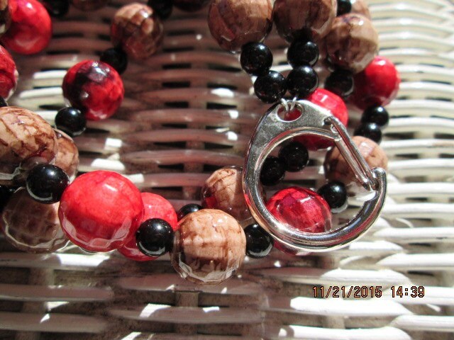 Lanyard, Red disco ball Handmade Beaded Lanyard, 784, detail 3