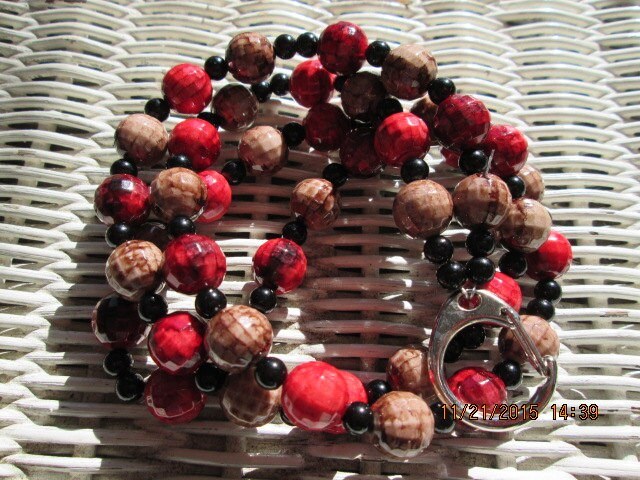 Lanyard, Red disco ball Handmade Beaded Lanyard, 784, detail 5