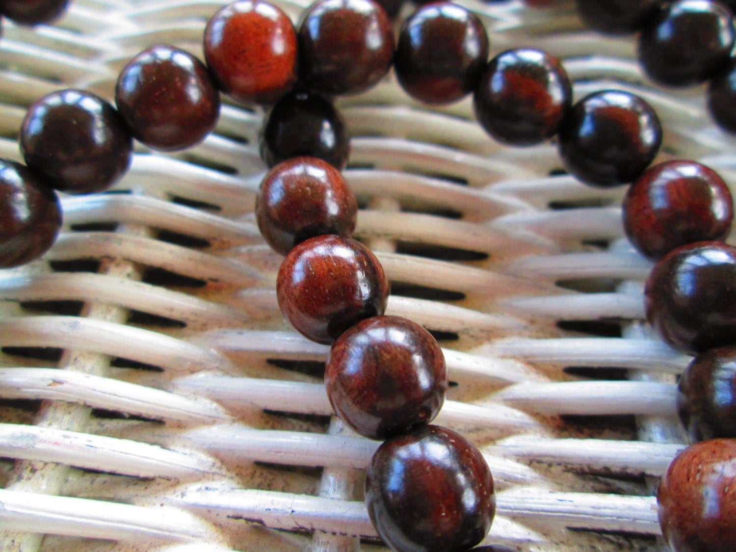 Ebony Wood Beaded Lanyard: 10mm ID Badge Holder, detail 3