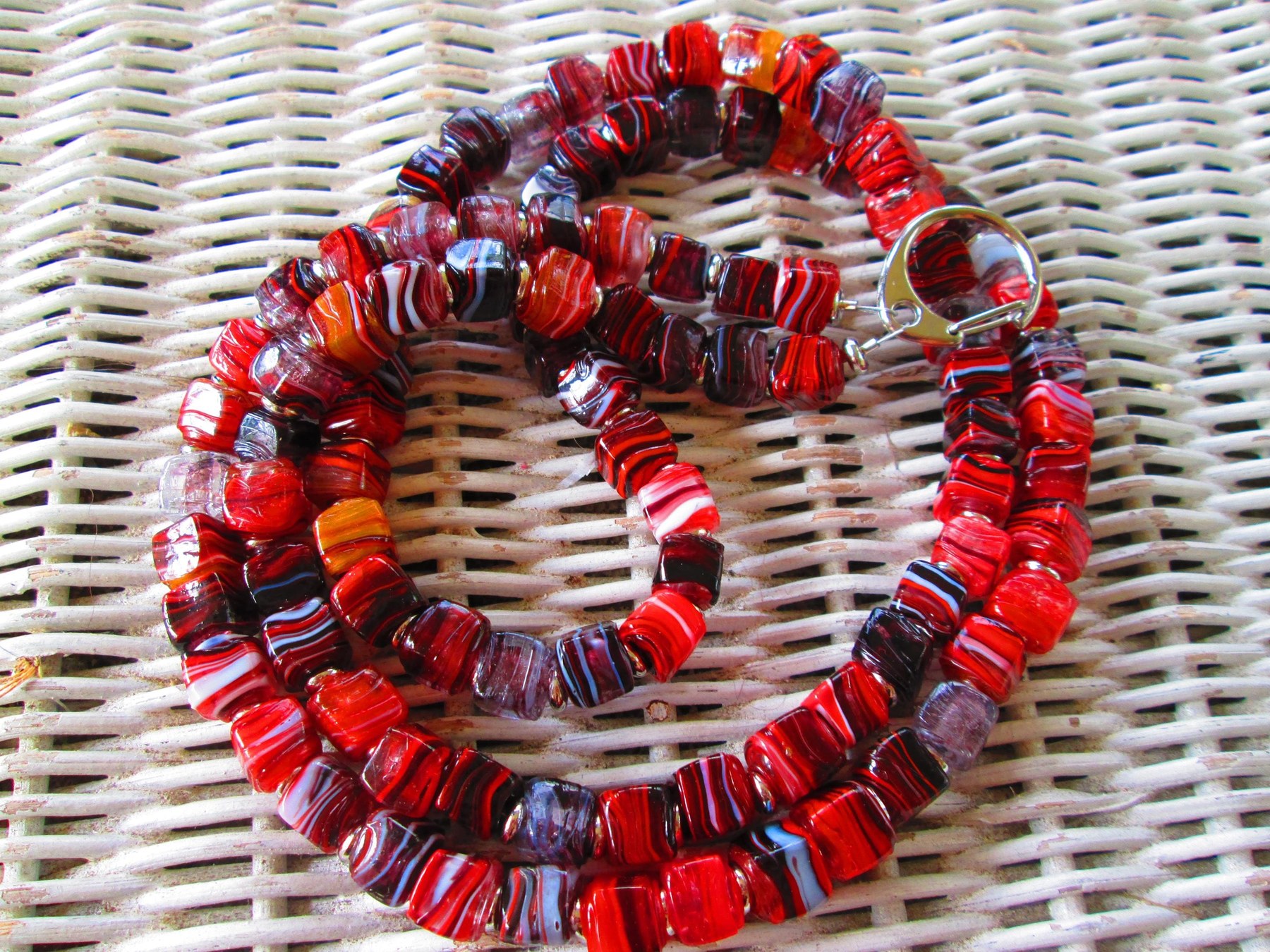 Turkish Artisan Handmade Cube Glass Beaded Lanyard, Badge Holder Necklace, ID Holder, Eyeglass Chain, Teacher Nurse Gift