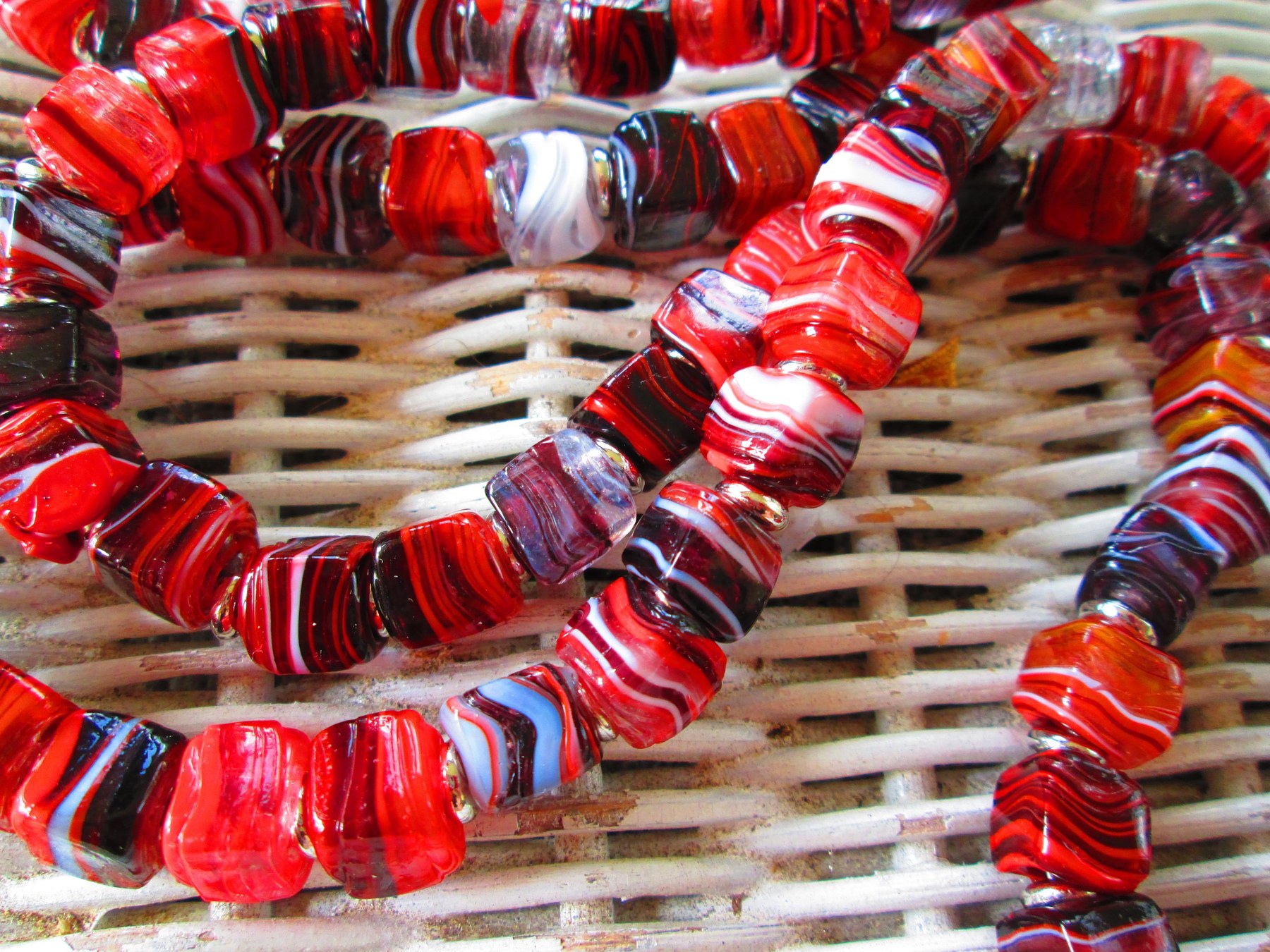 Turkish Artisan Handmade Cube Glass Beaded Lanyard, Badge Holder Necklace, ID Holder, Eyeglass Chain, Teacher Nurse Gift, detail 2