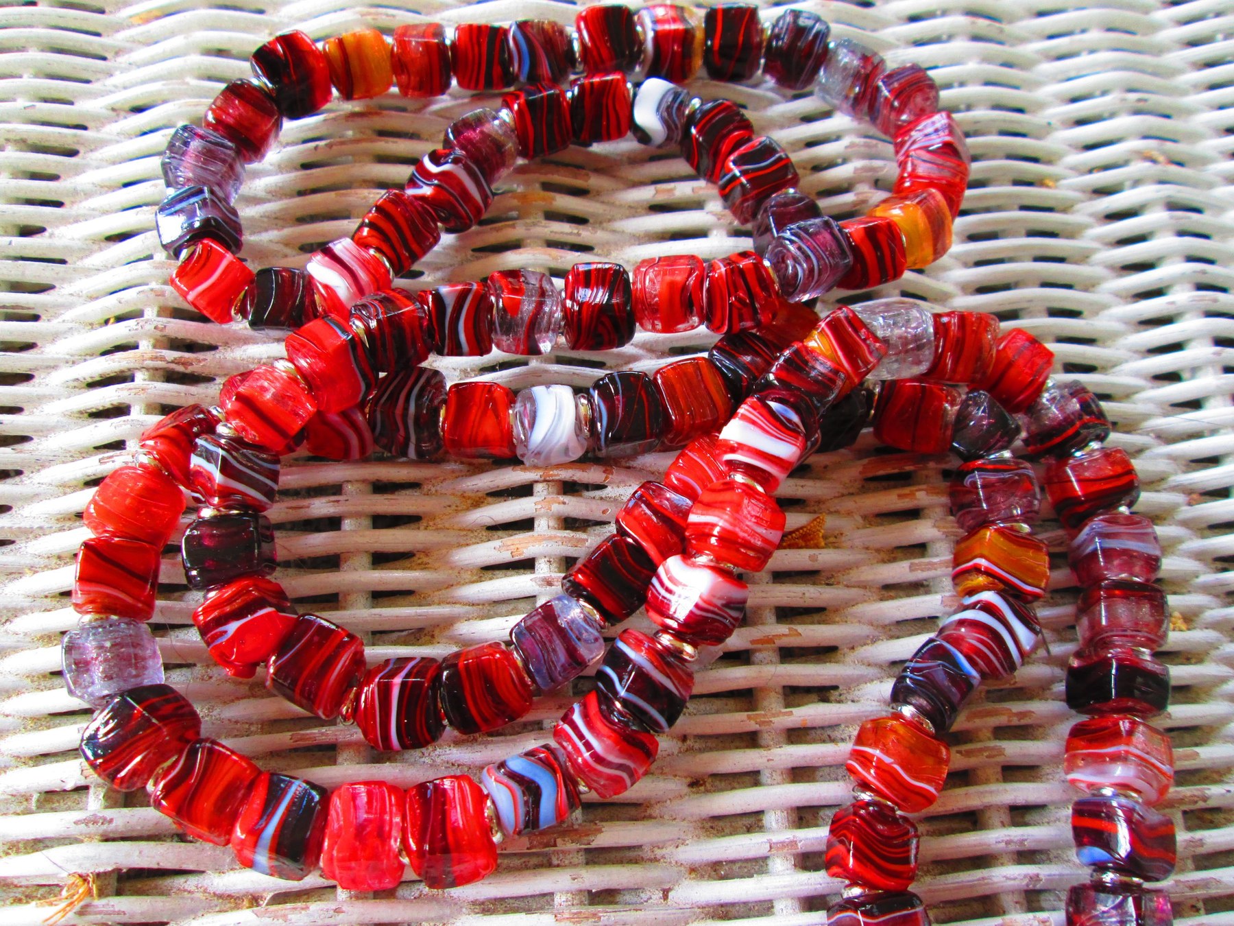 Turkish Artisan Handmade Cube Glass Beaded Lanyard, Badge Holder Necklace, ID Holder, Eyeglass Chain, Teacher Nurse Gift, detail 3