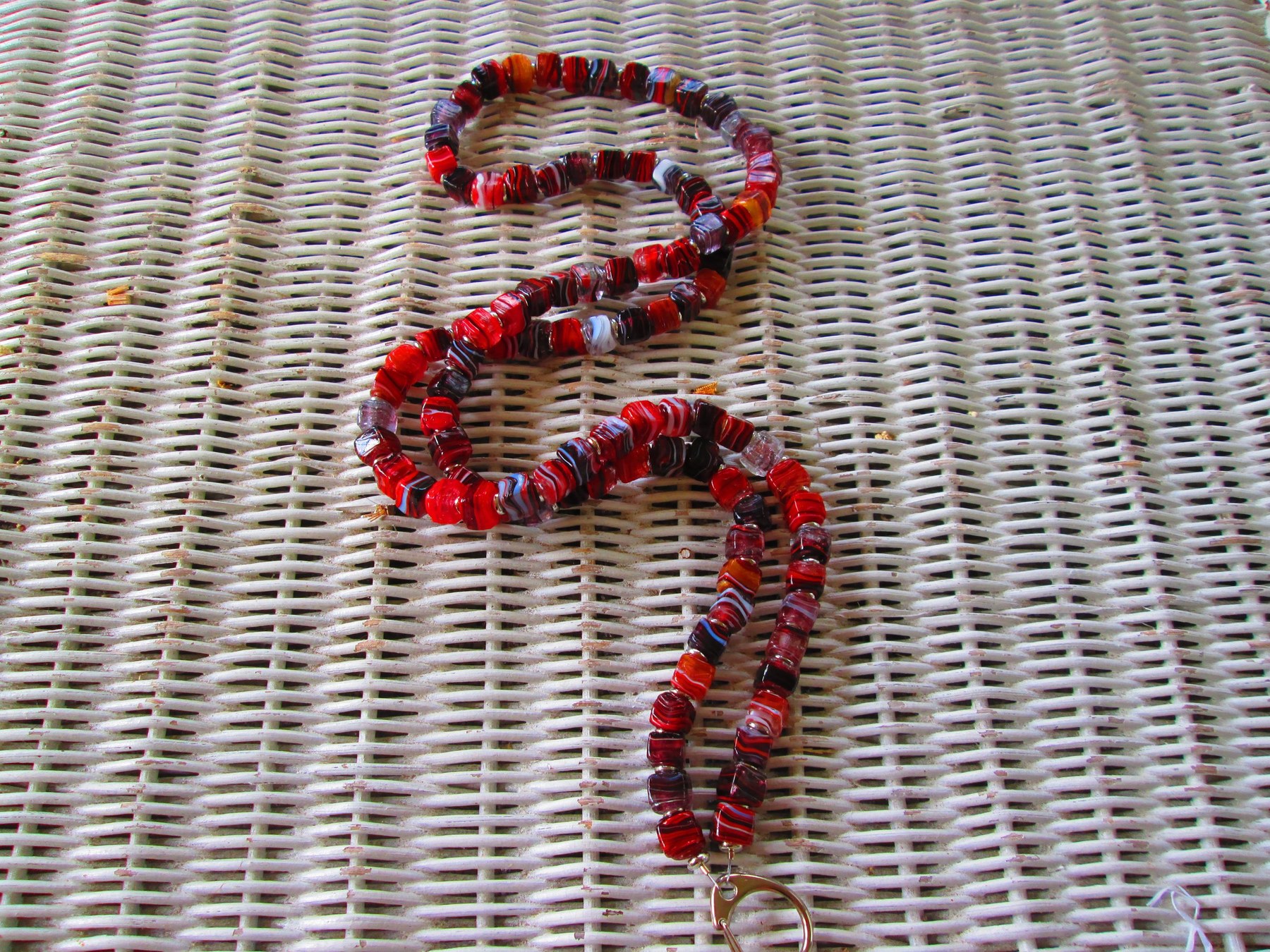 Turkish Artisan Handmade Cube Glass Beaded Lanyard, Badge Holder Necklace, ID Holder, Eyeglass Chain, Teacher Nurse Gift, detail 5