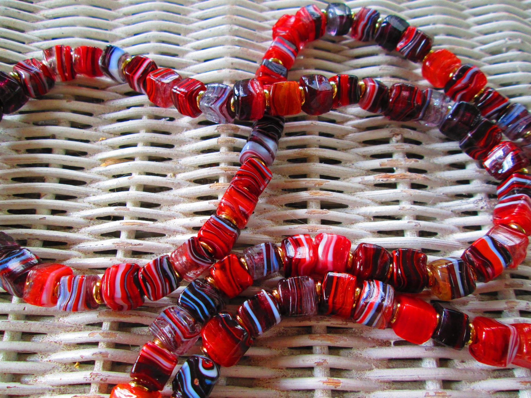 Turkish Artisan Handmade Cube Glass Beaded Lanyard, Badge Holder Necklace, ID Holder, Eyeglass Chain, Teacher Nurse Gift, detail 4