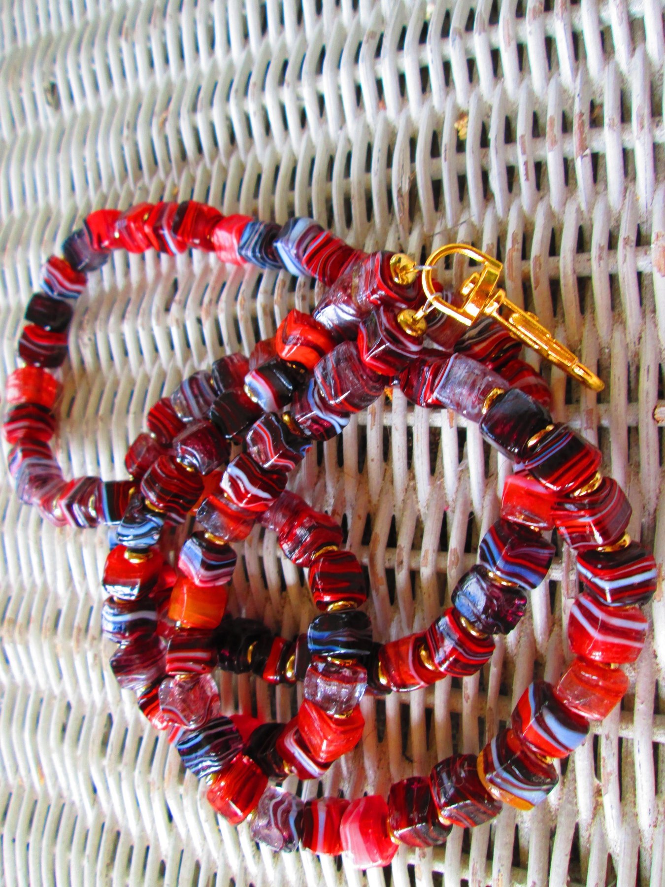 Turkish Artisan Handmade Cube Glass Beaded Lanyard, Badge Holder Necklace, ID Holder, Eyeglass Chain, Teacher Nurse Gift, detail 5